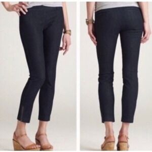 J.Crew Womens 14 City Fit Ankle Pants Dark Indigo Blue Side Zip Stretch Denim